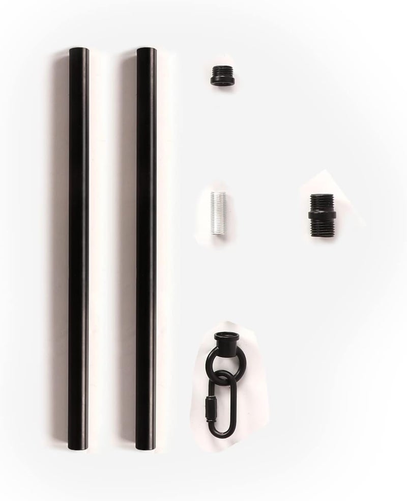 Giluta Threaded Extension Rod for Pendant Light Island Lighting Chandeliers, 2 Rods M10 Lighting Fixture Downrods and Stem 11.8 Inches Matte Black with Chain Link Connectors - Image 2